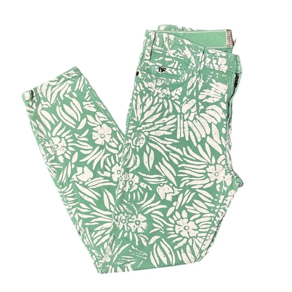 Current/Elliott Denim - DVF Loves Current/Elliot The Classic Skinny Mint Green Floral Print Jeans W 30